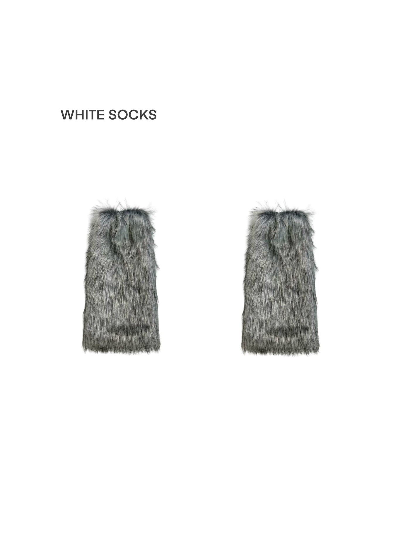 Grey faux fur long leg warmers, 40cm length, one size