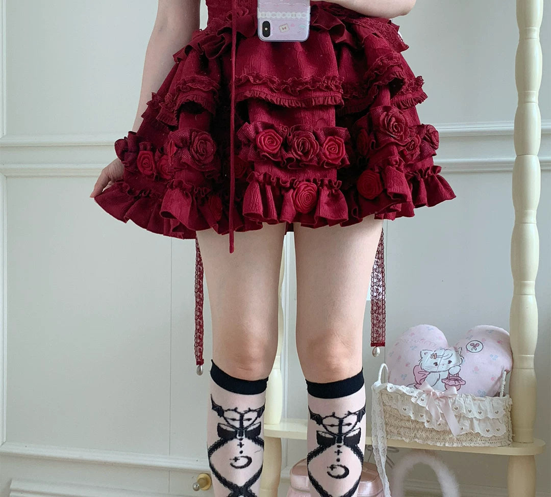 roji roji - Angel and Demon Heart - White or Black Socks in Three Lengths