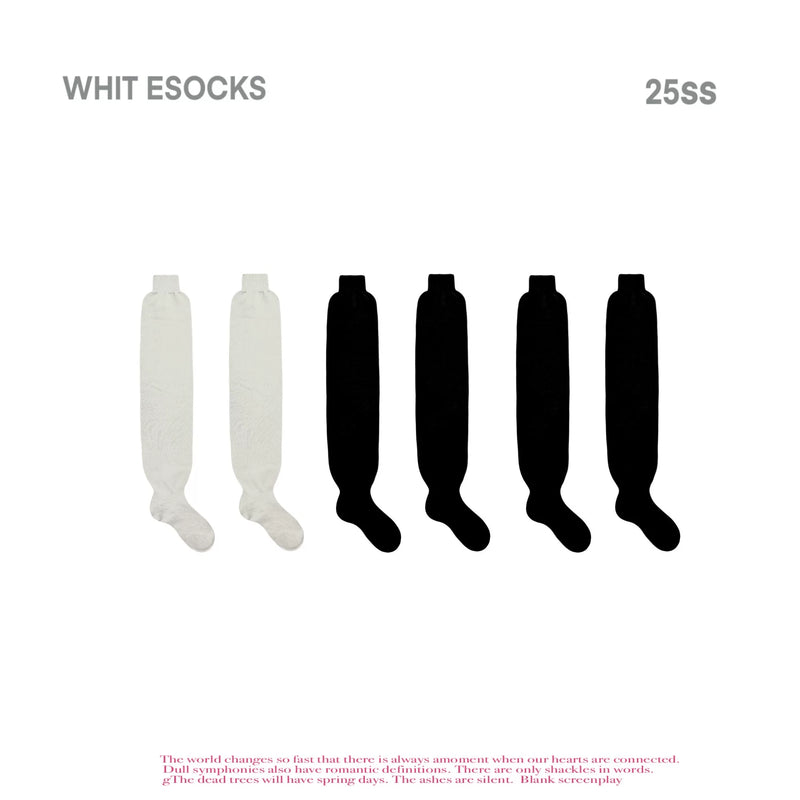 White Socks - Soft Rib - Knit Slouch Socks with Bubble Cuffs