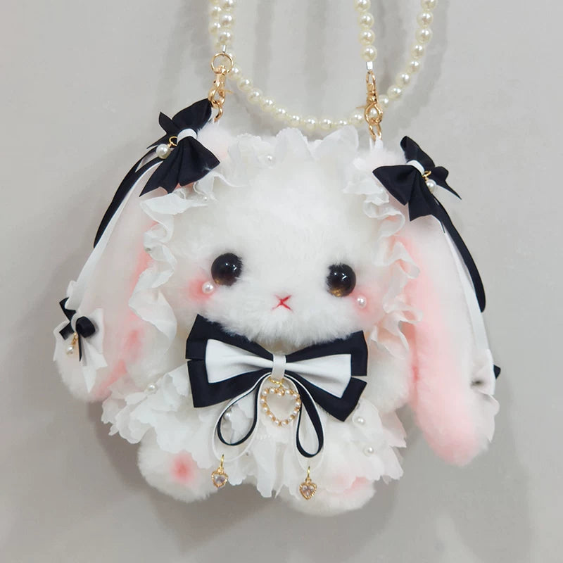 BearStar monochrome macaron rabbit Lolita crossbody bag front view