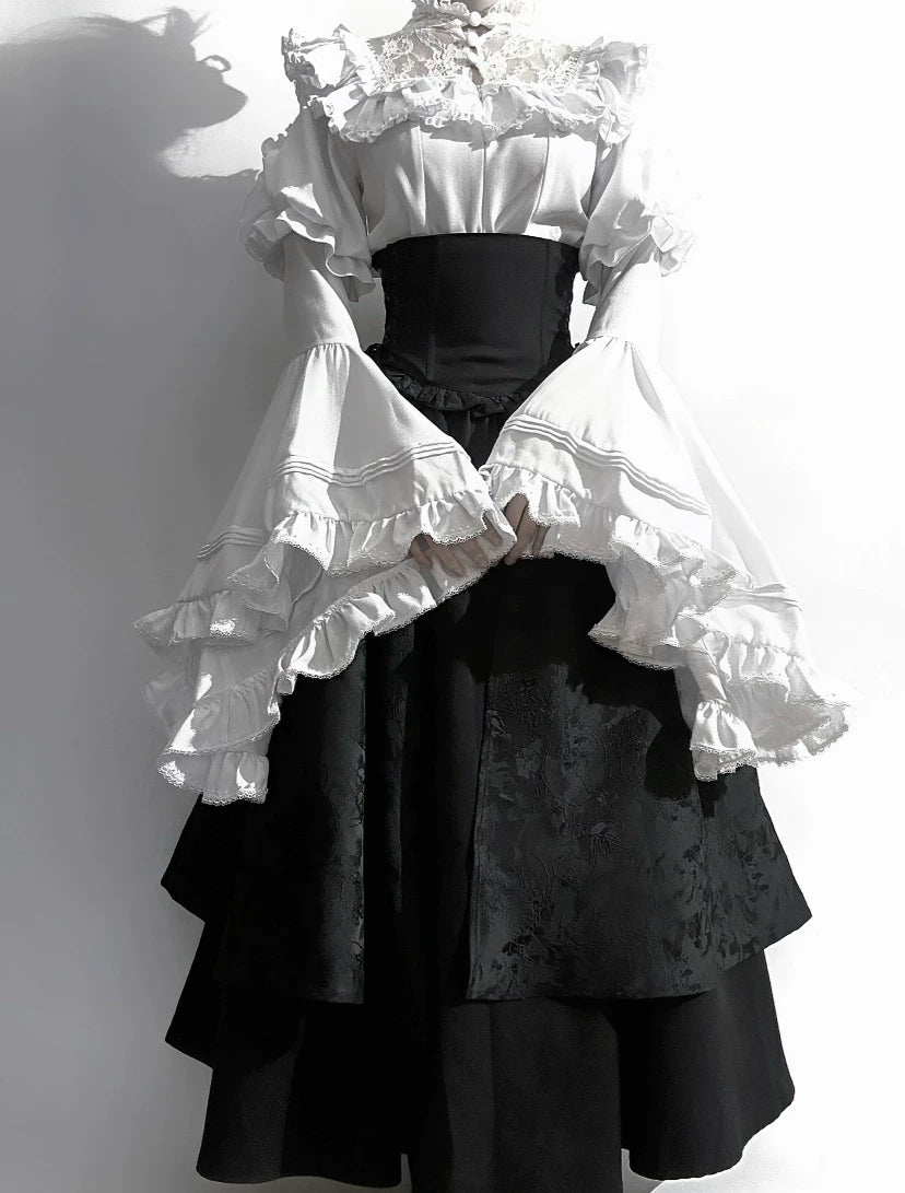 Sweetheart Dream Machine - Quiet Gothic - Hime-sleeve Blouse with Black SK Skirt Options