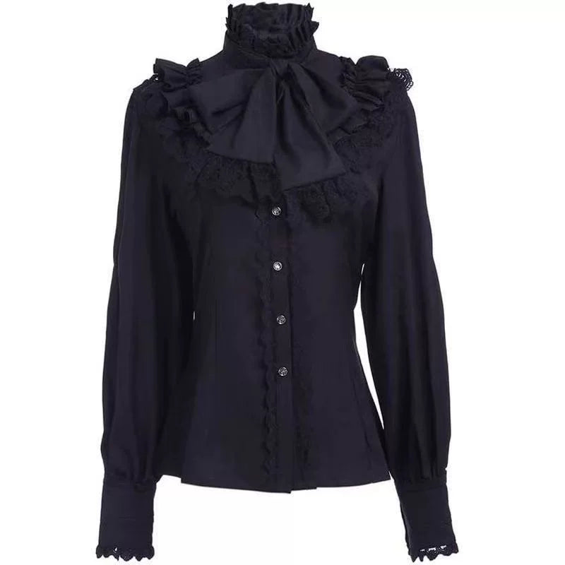 Sweetheart Dream Machine - Gothic Heirloom - Ruffled Bow-Front Blouse