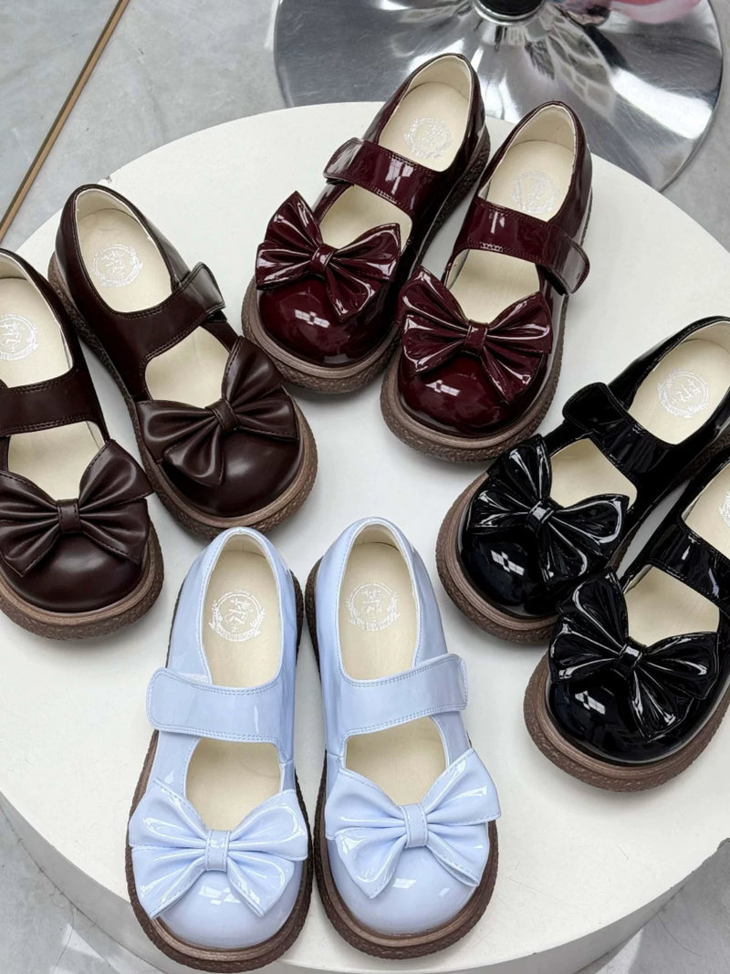 QQ Candy patent bow Mary Jane shoes in assorted colours