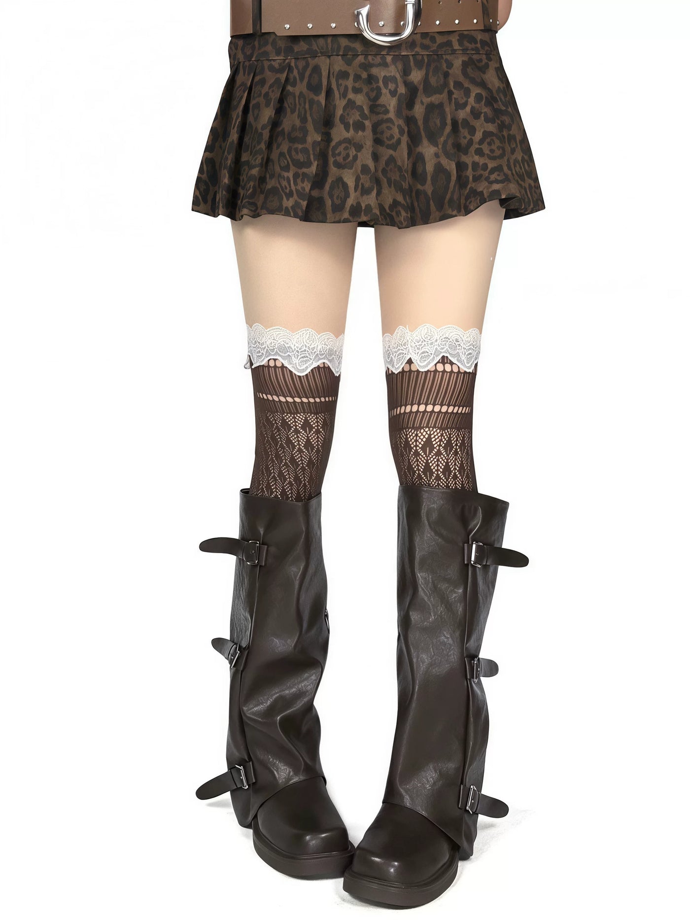 White Socks - Lace Mesh - Over-the-Knee Socks with Scalloped Lace Tops