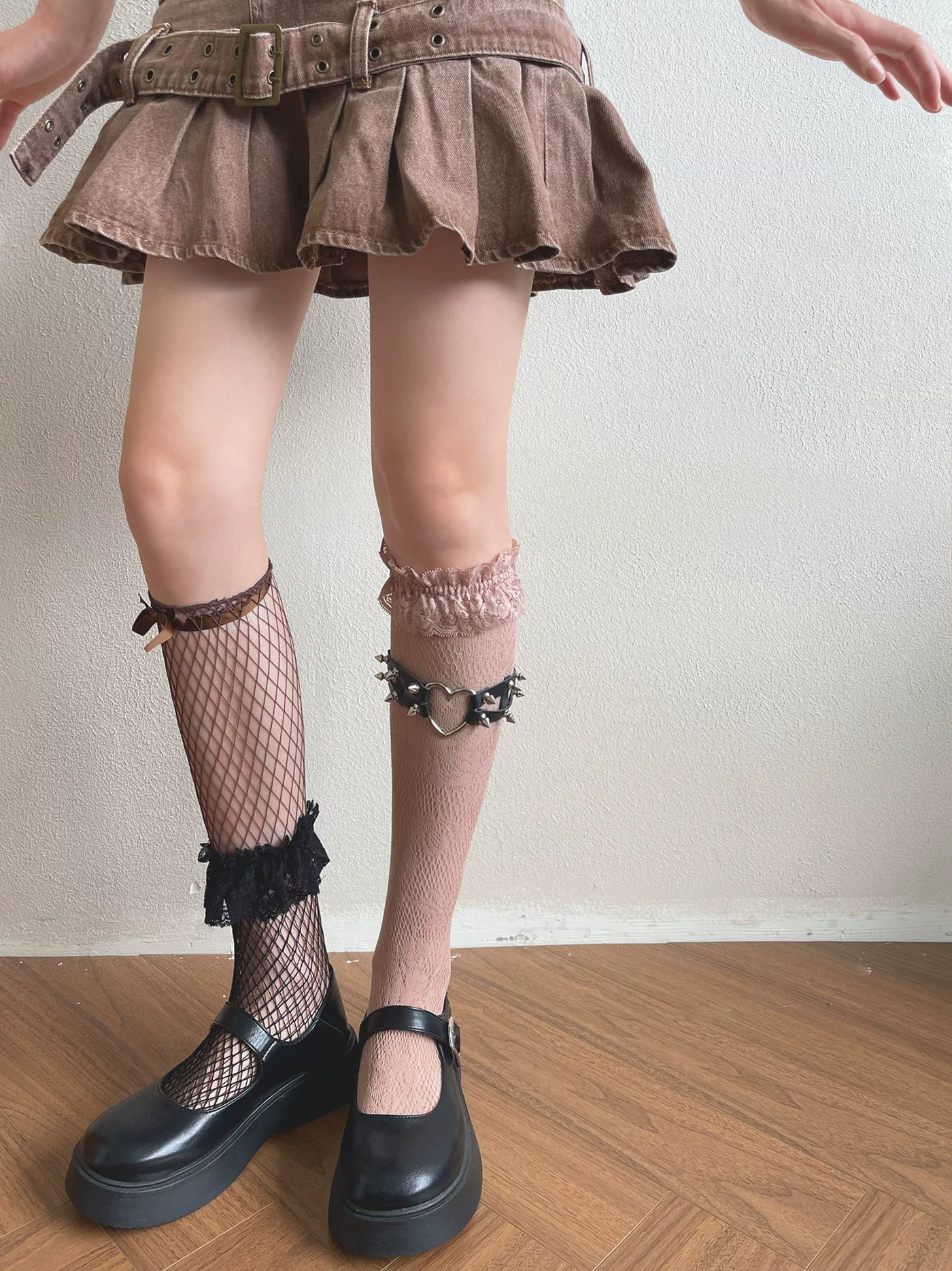 Sock Noble - Maillard Layering - Stockings and Leg Ring with Heart Rivets