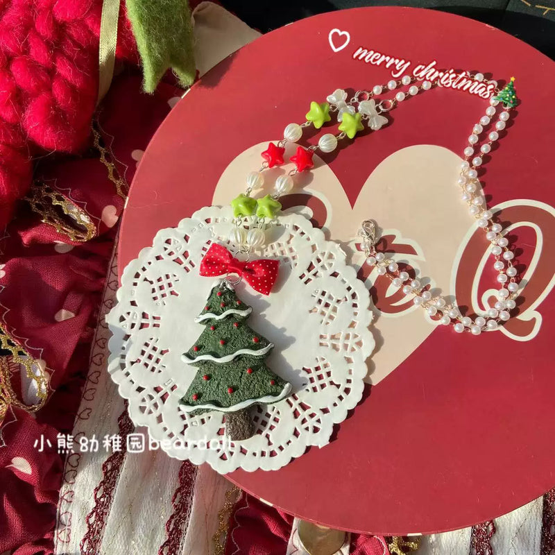 Bear doll Christmas Beaded Bow Lolita Necklace — additional product view