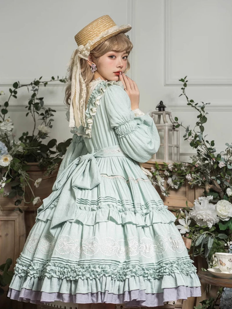 Yueele - Sage Lavender - Plus-Size Sweet Lolita OP Dress - detail view 5