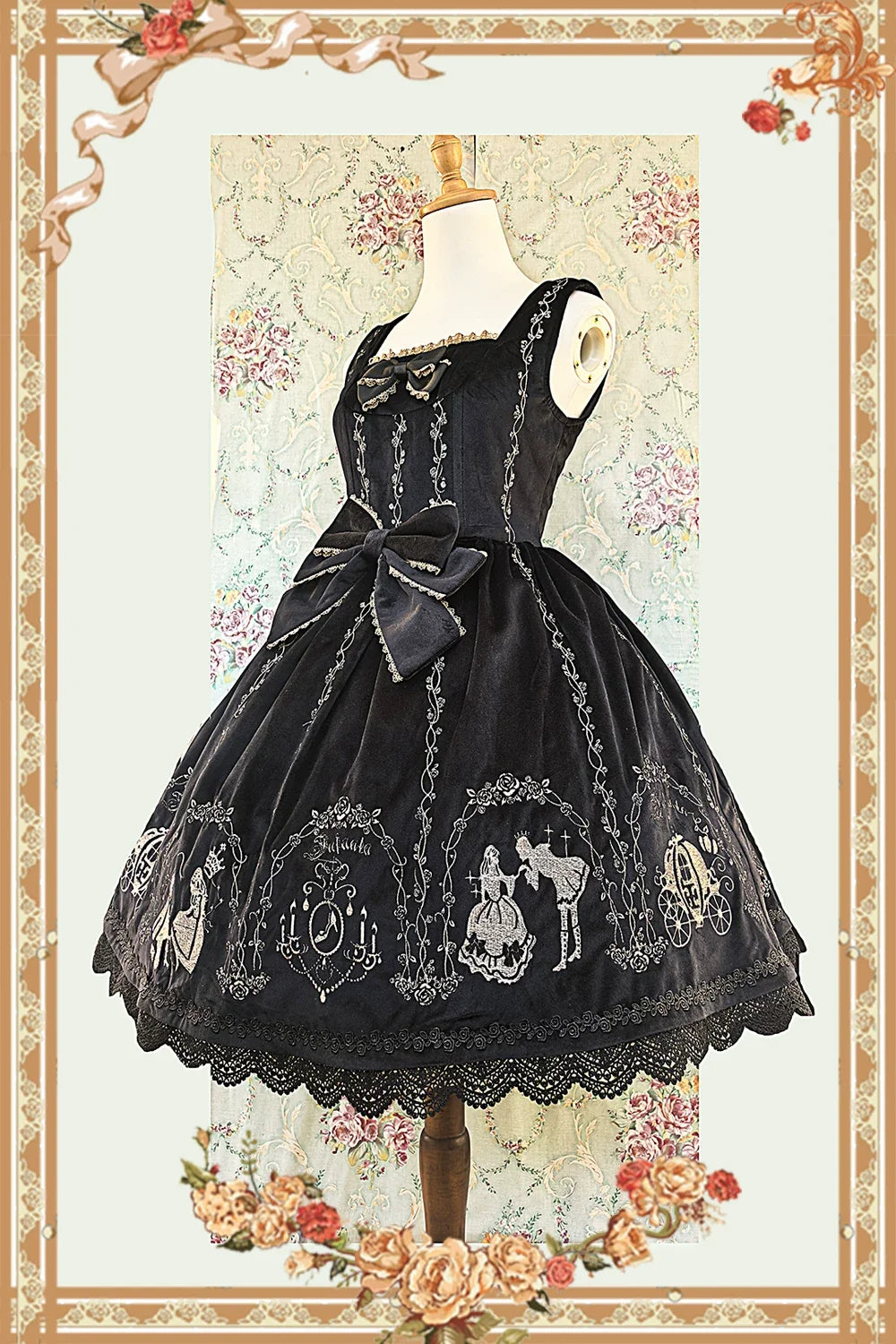 Infanta - Cinderella - Velvet Classic Lolita JSK Dress, Princess Embroidery