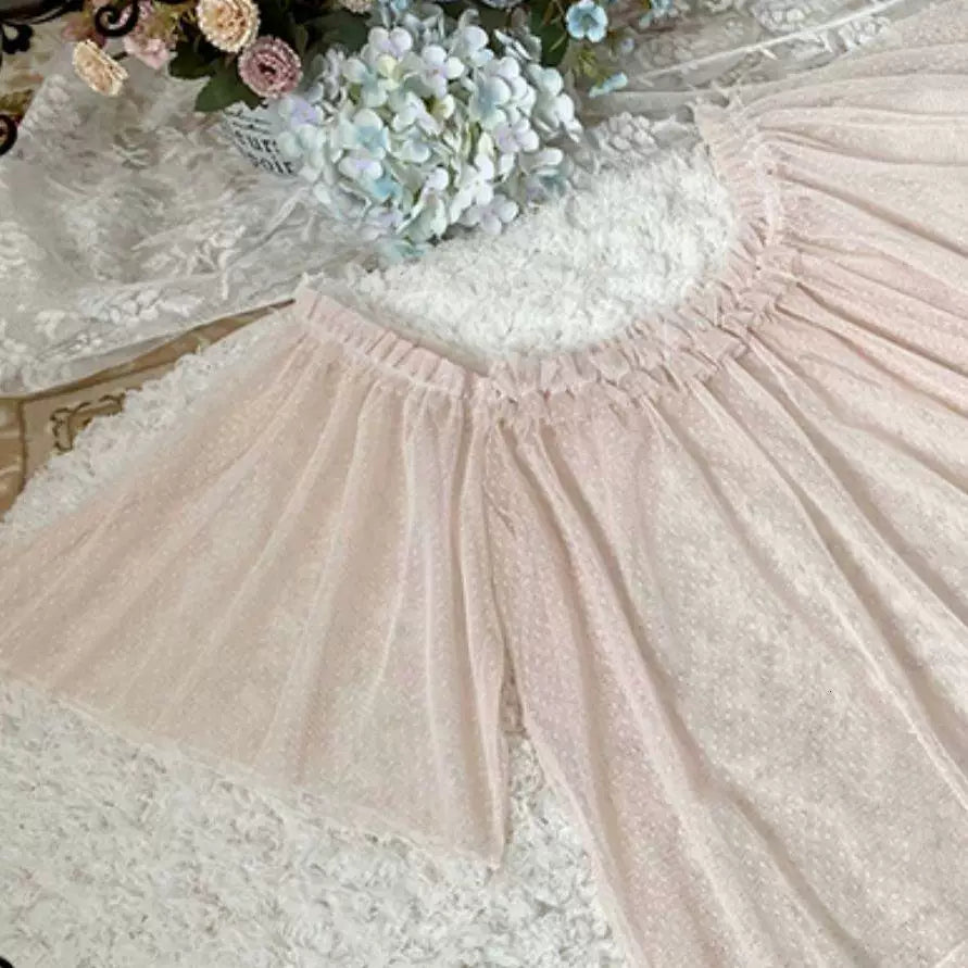 Sweetheart Dream Machine - Flutter Lace - Mesh Blouse with Flutter Sleeves and Lace Detailing