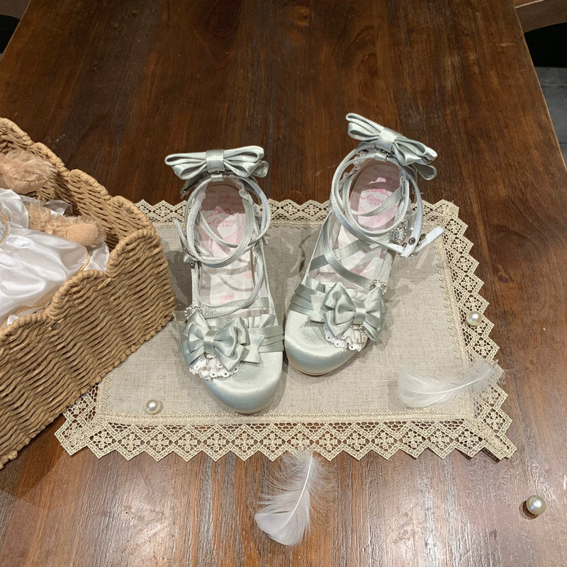 Aimee Thousand Knots Lolita shoes — Light Green colour, product view