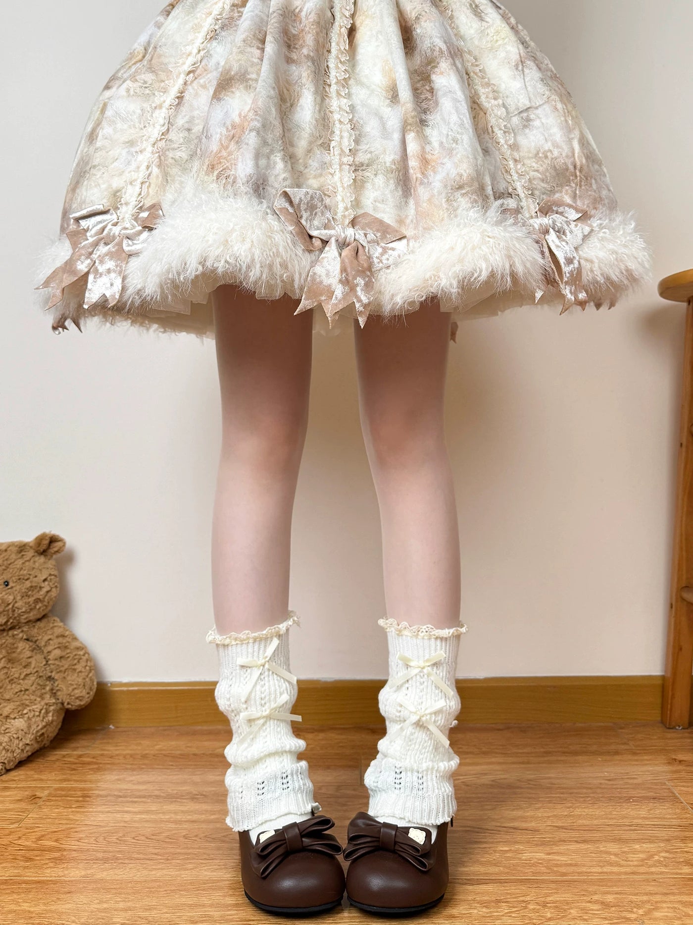 Chubby Bear Tales - Antique Doll - Slouchy Leg Warmers with Ribbon Bows