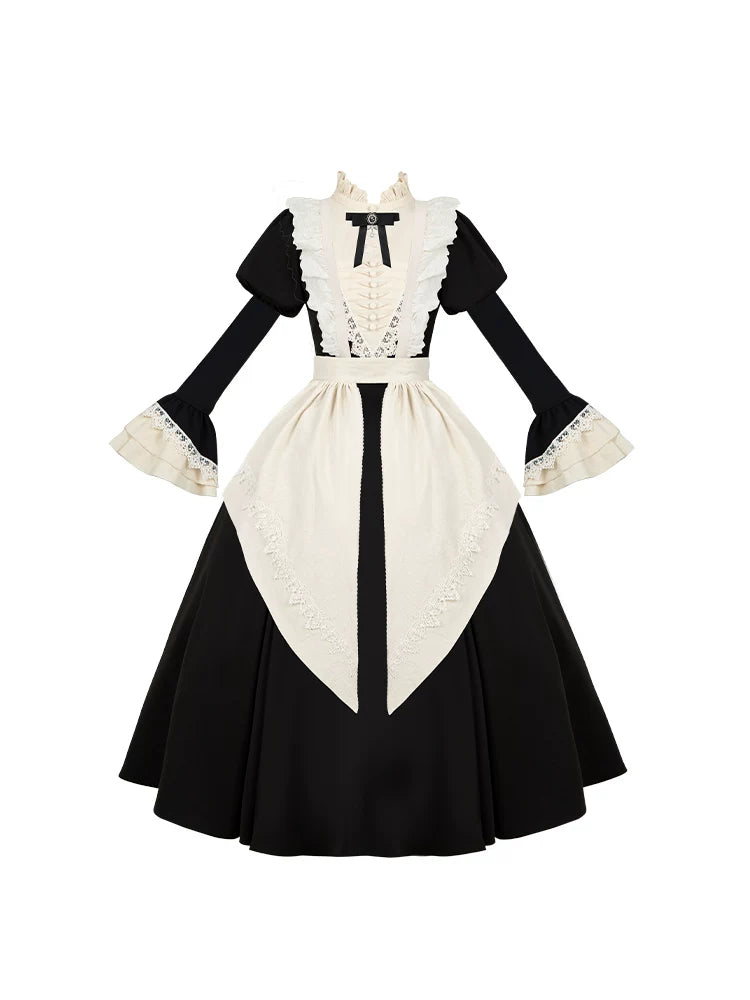 With PUJI - Nocturnes - Gothic Lolita OP Dress, Detachable Styling detail view 5