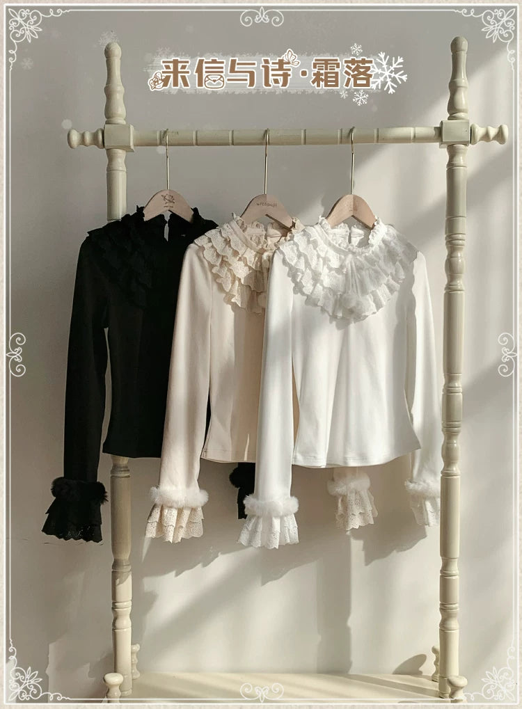 With PUJI - Frostfall - Winter Sweet Lolita Inner Wear, Layered Lace detail view 6