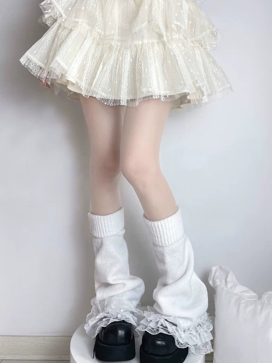 Fantasy Doll - Ruffle Flare - Leg Warmers with Flared Lace Cuffs