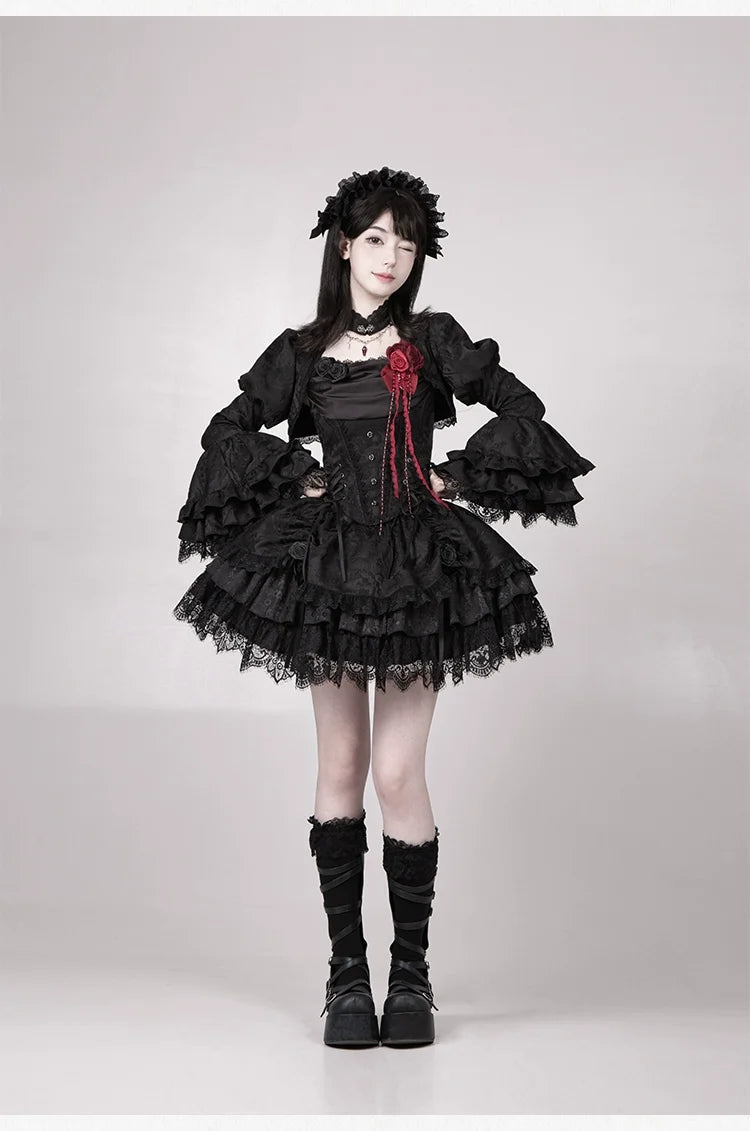 With PUJI - Twilight - Black Gothic Lolita Skirt Set, Witch-Inspired