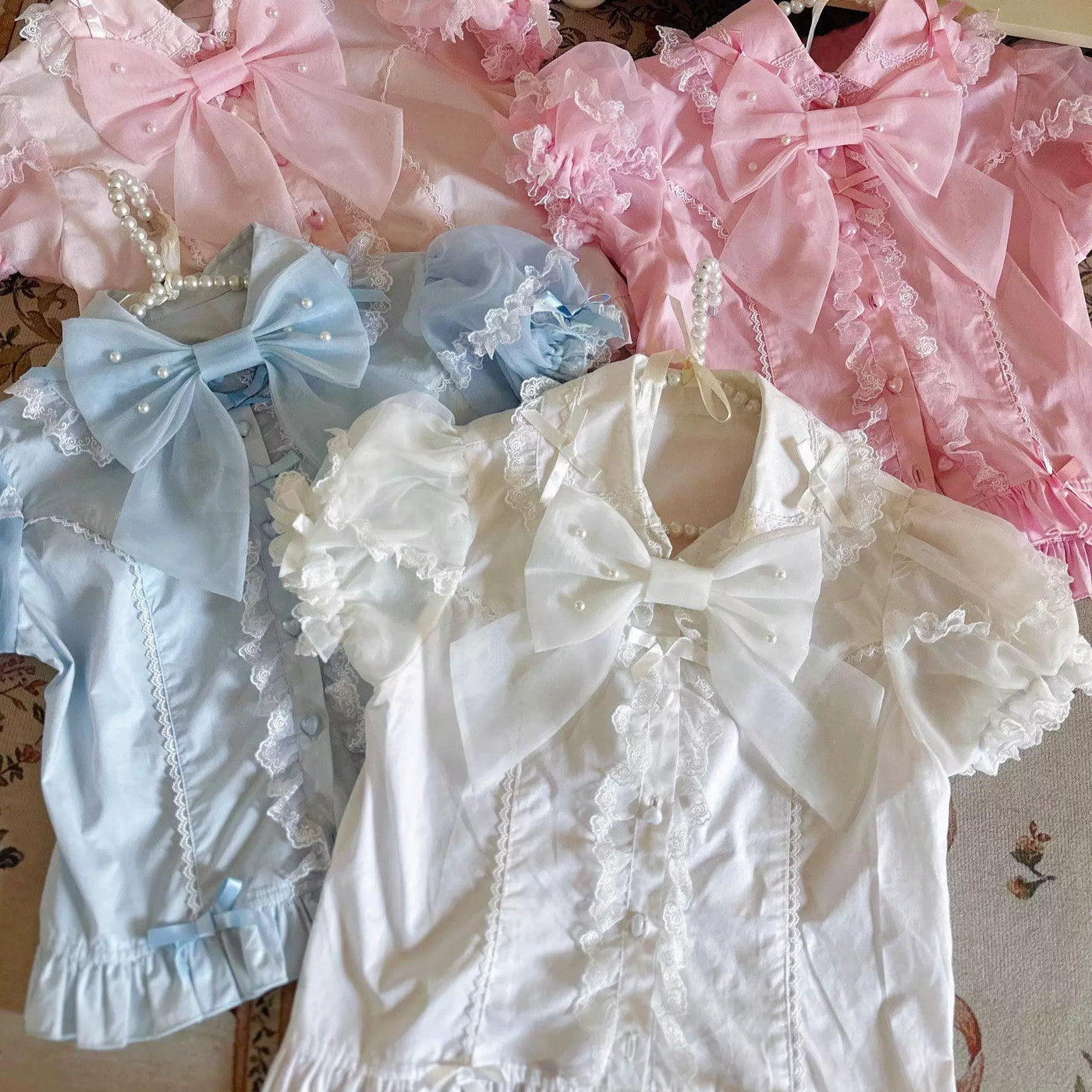 Sweetheart Dream Machine - Strawberry Secret Garden - Puff-Sleeve Blouse with Lace Trim