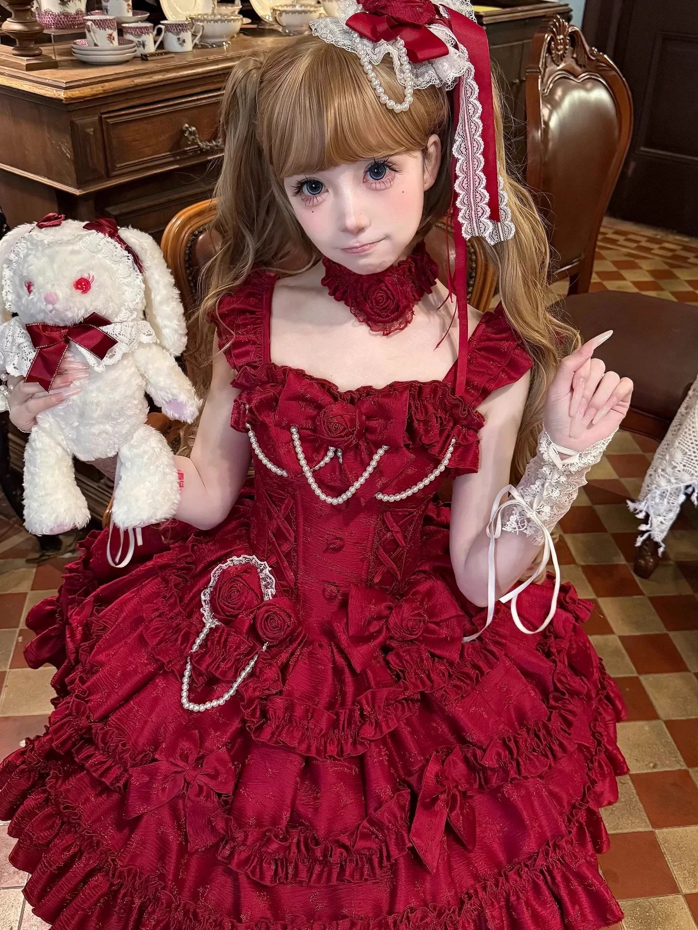 Sweetheart Dream Machine - Vintage Elegant Doll - JSK with Neck Accessory and Trailing Bow