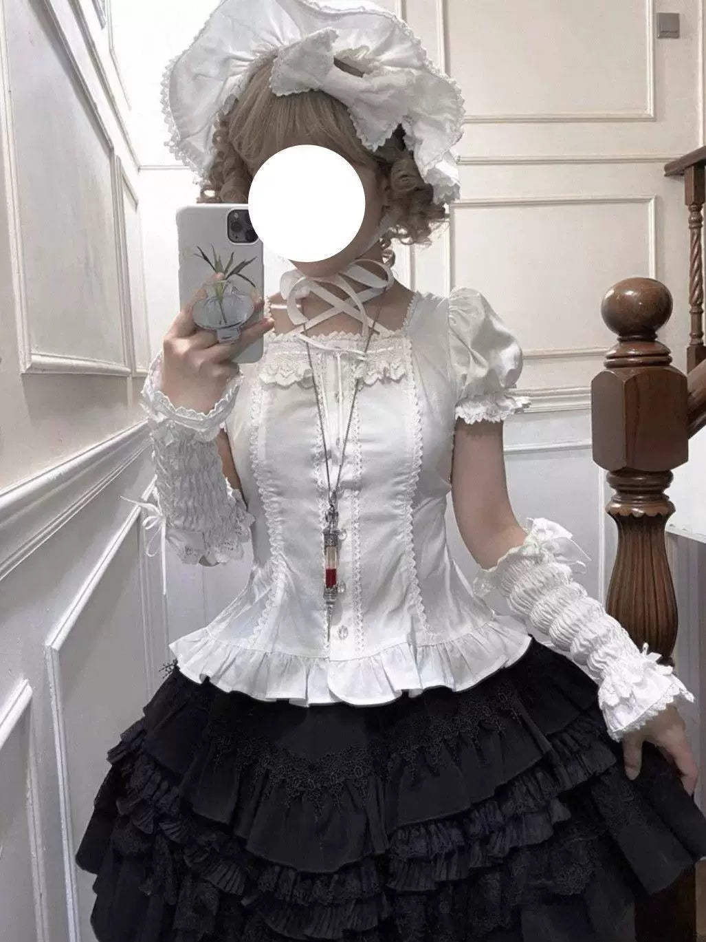 Sweetheart Dream Machine - Peach Princess - Short-Sleeve Blouse with Ruffled Trim