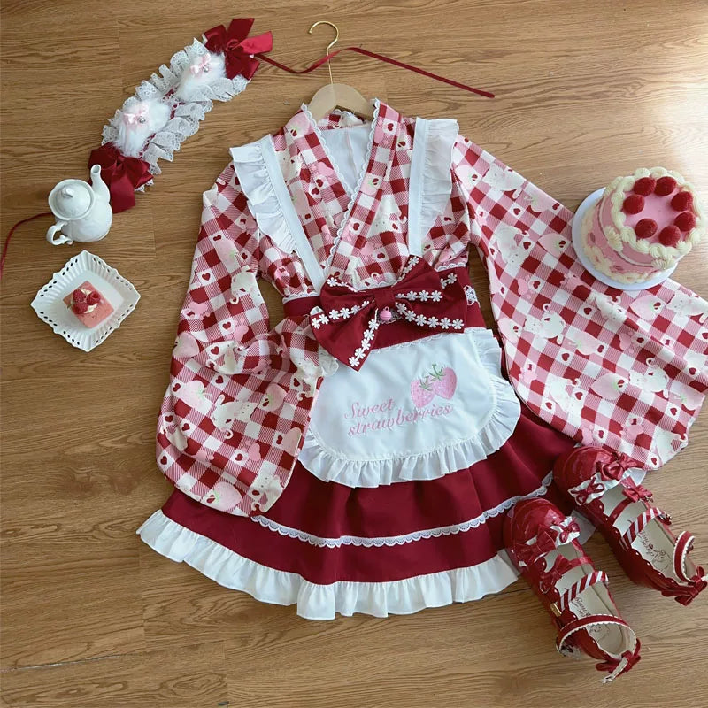 Lady Han Summer Cat Maid dress by Lolita Fetch, featuring a cute maid costume with cat-themed details and a light, summery fabric.