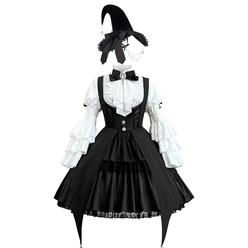 Your Princess - Dawn Witch - Black Gothic Lolita JSK Dress + White Blouse