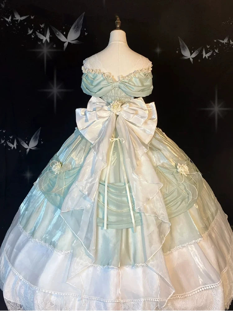 Flora Muse - Rose Encounter Lolita Ballgown - Pale green off-shoulder