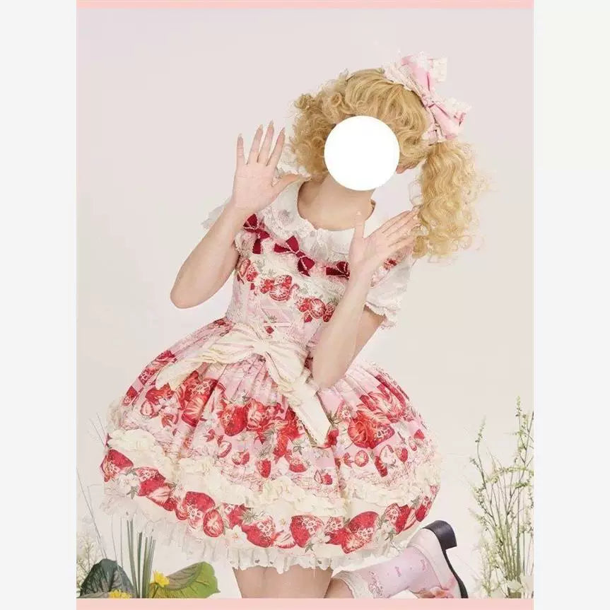 Sweetheart Dream Machine - Sweet Dream Melody - Strawberry Print JSK with Layered Ruffles