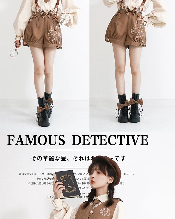 Baozi Pig - Detective Goose - Blouse, Vest and Shorts Options with a Cream Collar