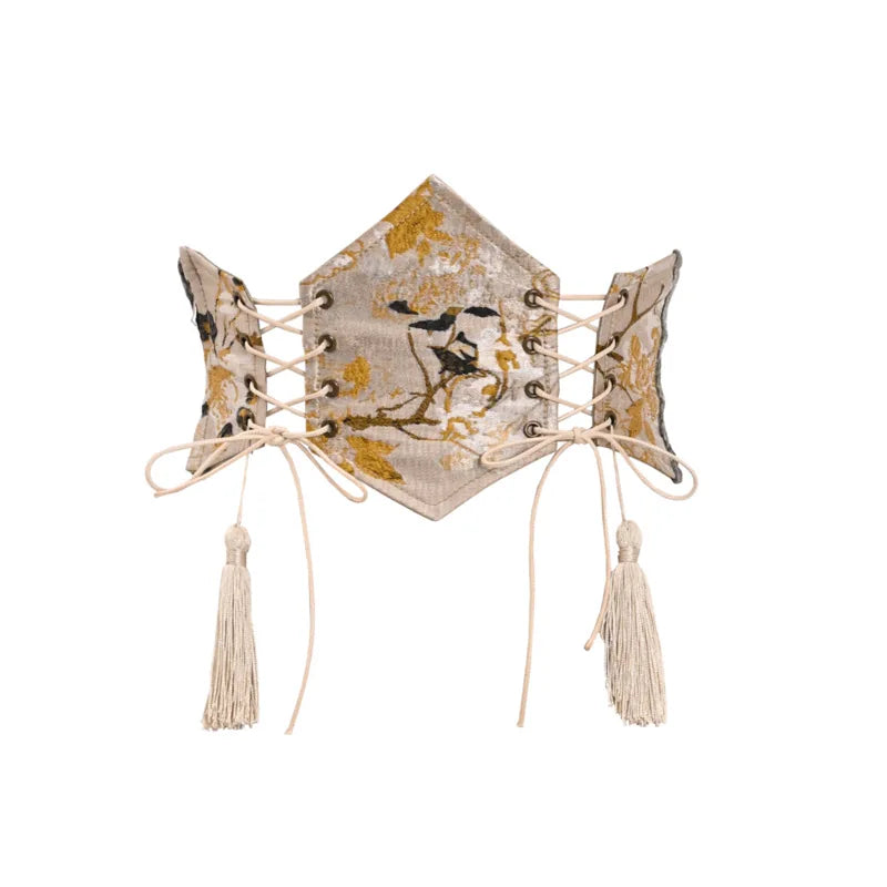 BLOOD SUPPLY: Spring Dragon Festival Jacquard Fringe Waist Cincher, product view 7