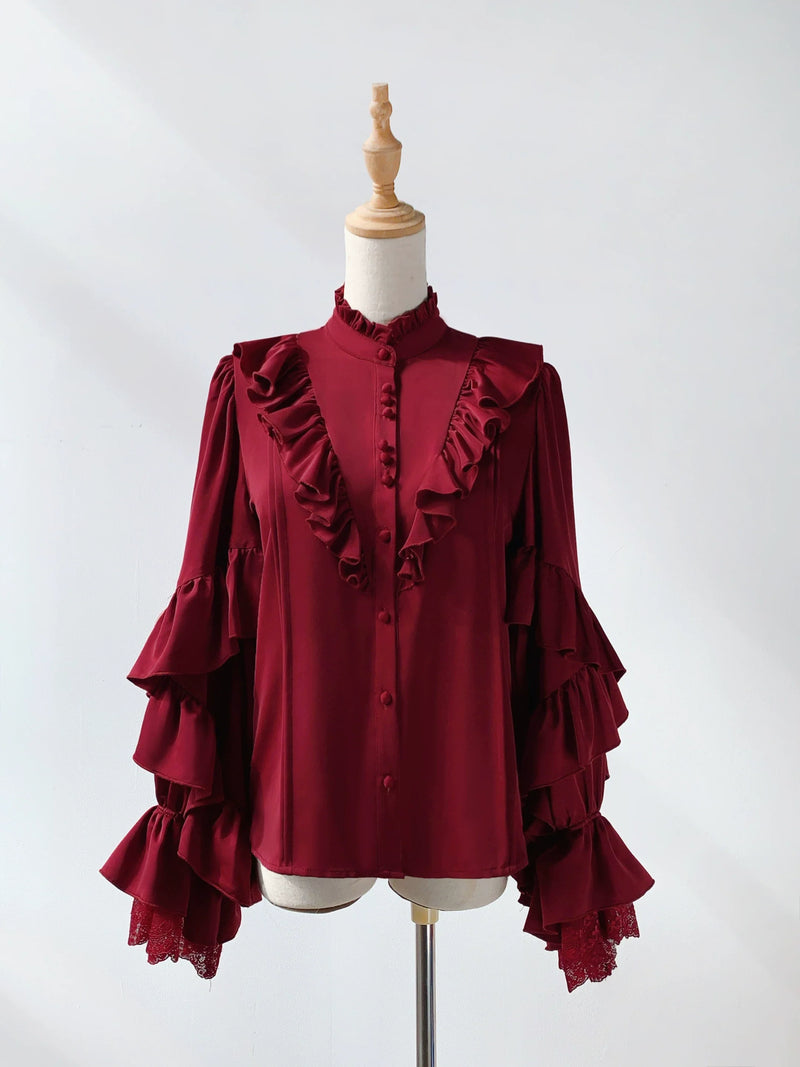 Every Page of The Poem - Night & Day Sonata - Ouji Lolita Princess Sleeve Shirt & Pants Suit