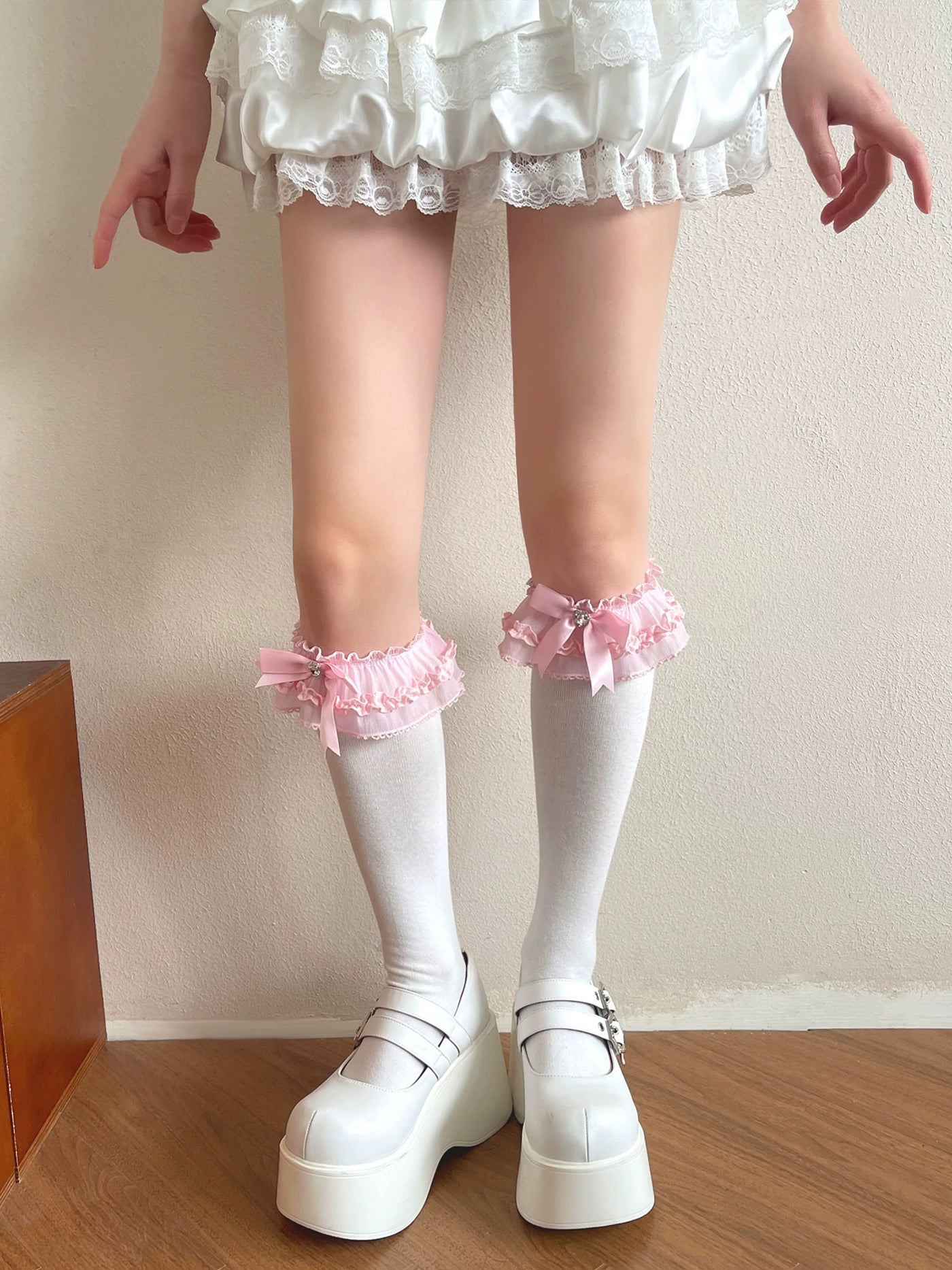 Sock Noble - Ballet Satin - Socks with lace bows