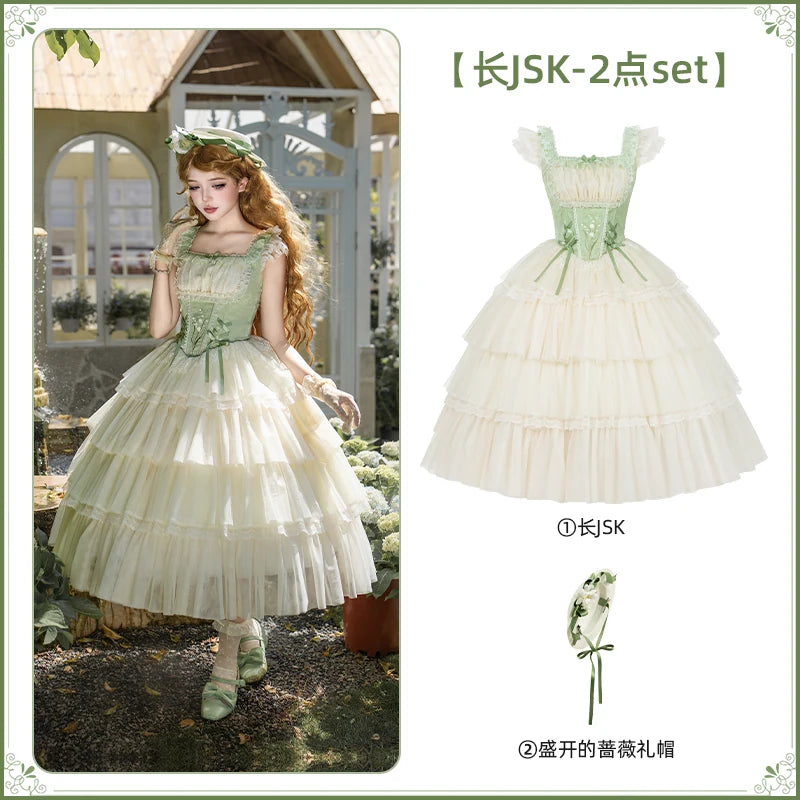 With PUJI - Lily of the Valley Whisper - Embroidered Classic Lolita Corset JSK Dress detail view 7