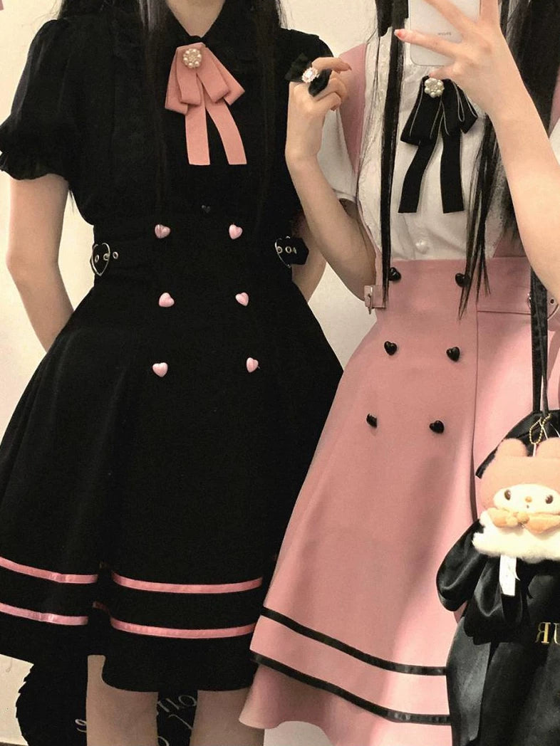 Sweetheart Dream Machine - Love Prescription - Puffy Skirt with Heart Buttons and Ribbon Trim