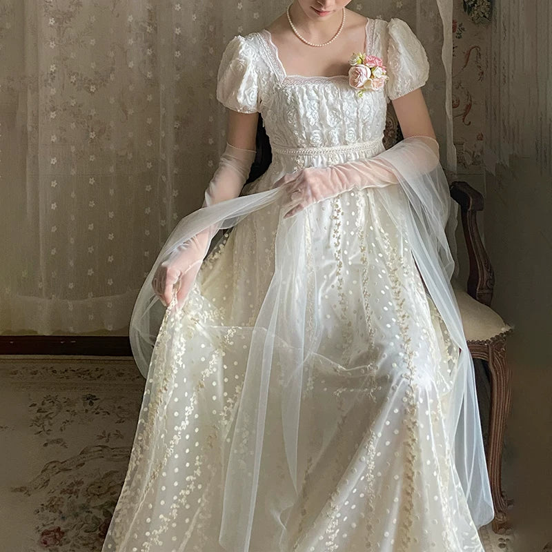 Moon Lily - Misty Rose - Empire-Waist Lolita Dress with a Matching 3-Metre Wrap – detail view 2