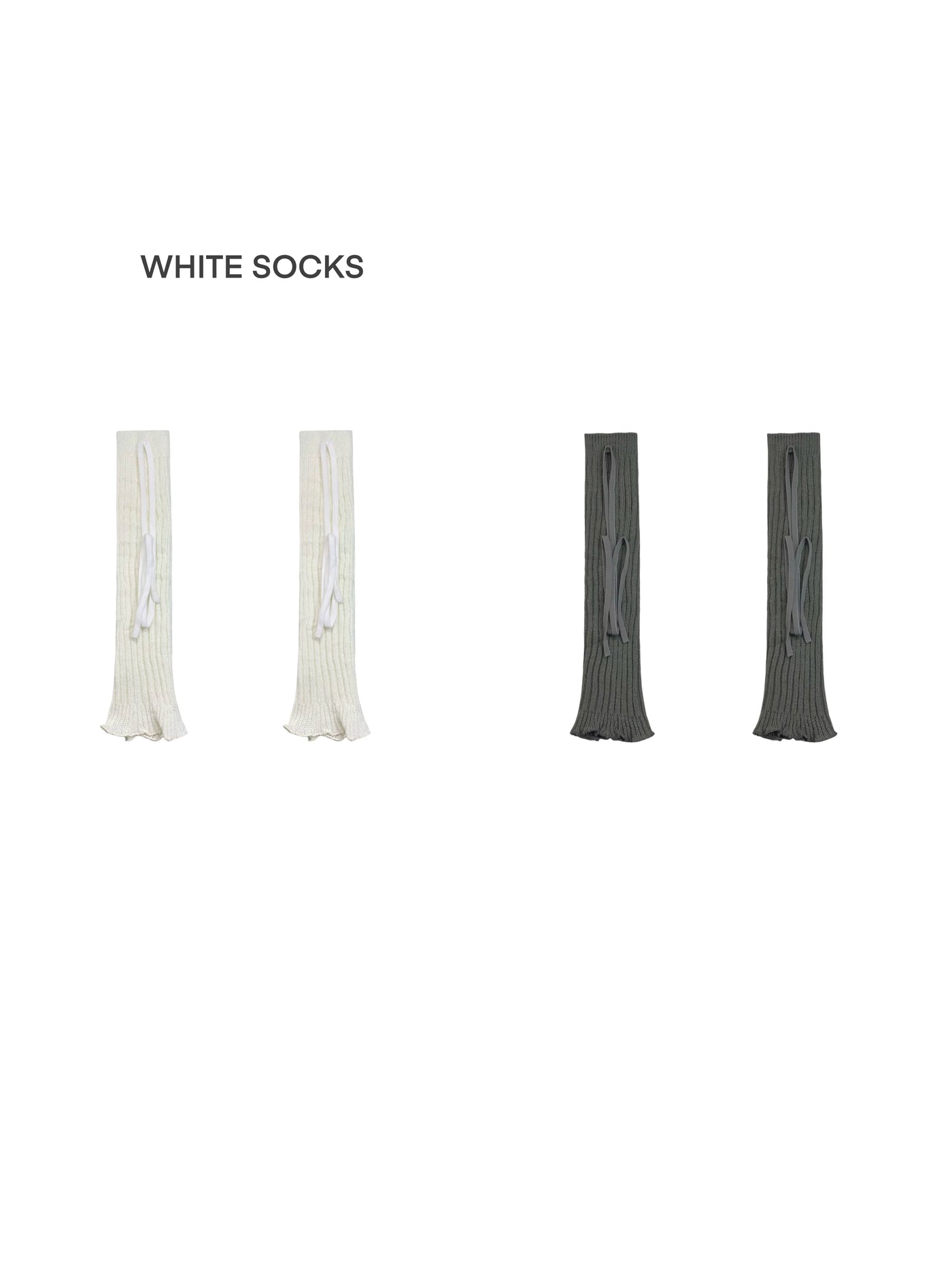 White Socks - Ballet Strap - Ribbed Leg Warmers with Wraparound Strap Details