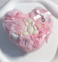 Golden Pikaka - Fluffy Star and Heart Charms - Brooch Hair Clip or Hanging Charm with Star or Heart Motifs - Pink Heart 2 Brooch Hair Clip