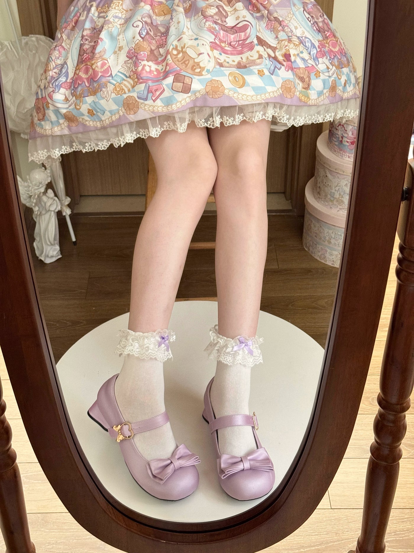 Fantasy Doll - Fresh Lace Bow - Cotton Short Socks with Lace Cuffs