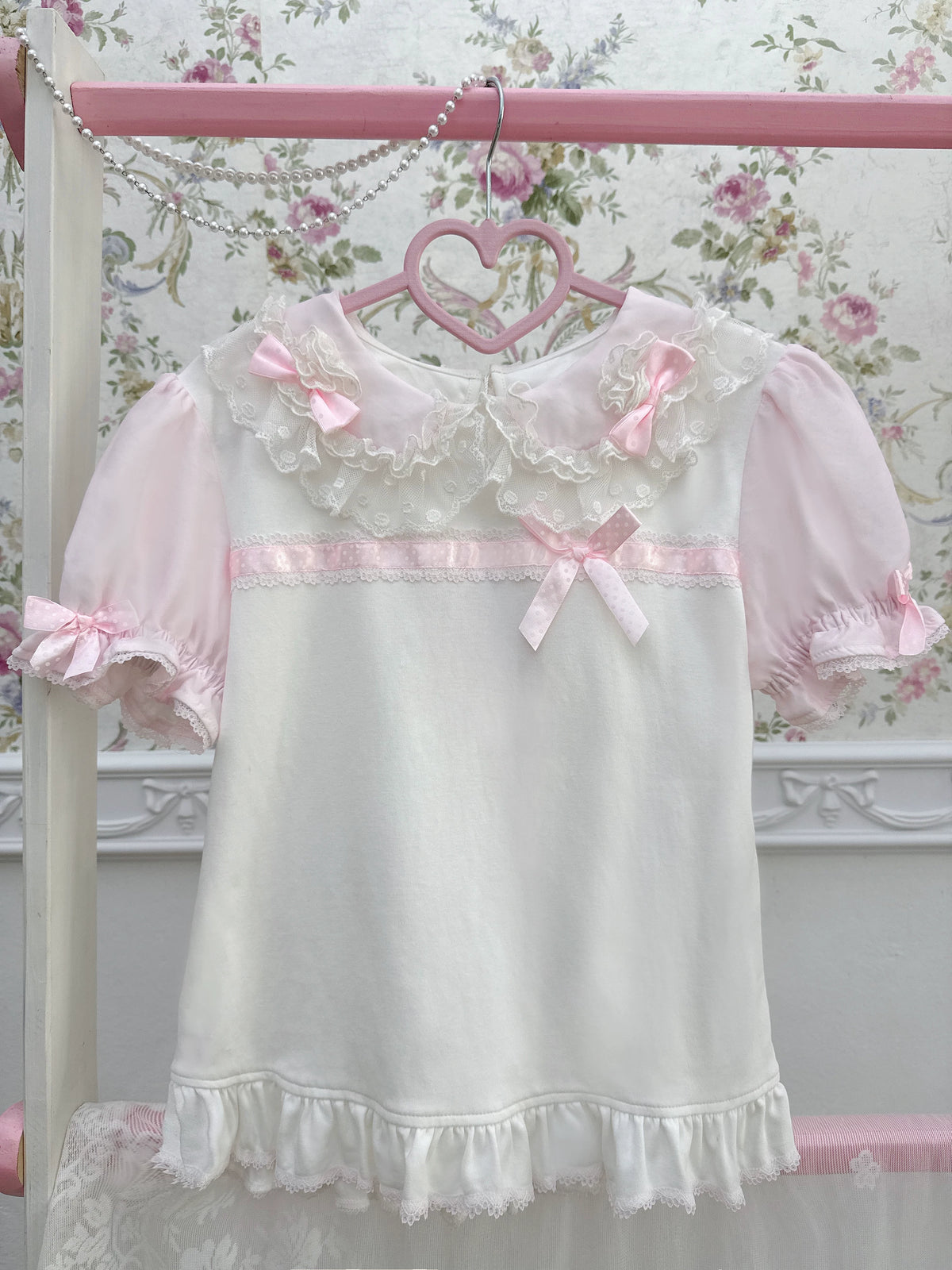 Galette Bunny Bunny-Ear Round-Collar Short-Sleeve Top — product view