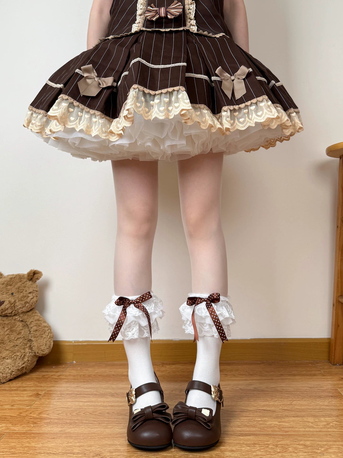 Chubby Bear Tales - Ballet Doll - Socks with Lace Trim and Polka-Dot Ribbon Bows