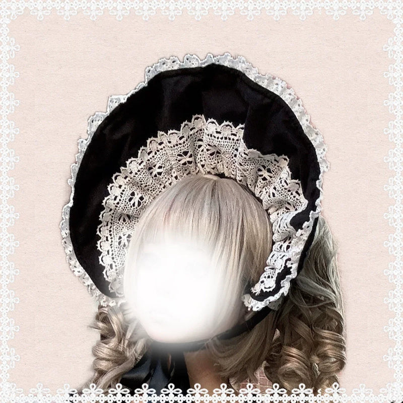 First Otome - Black Old School Lolita OP Dress, Lace Details BNT Only (one size / choose M) S