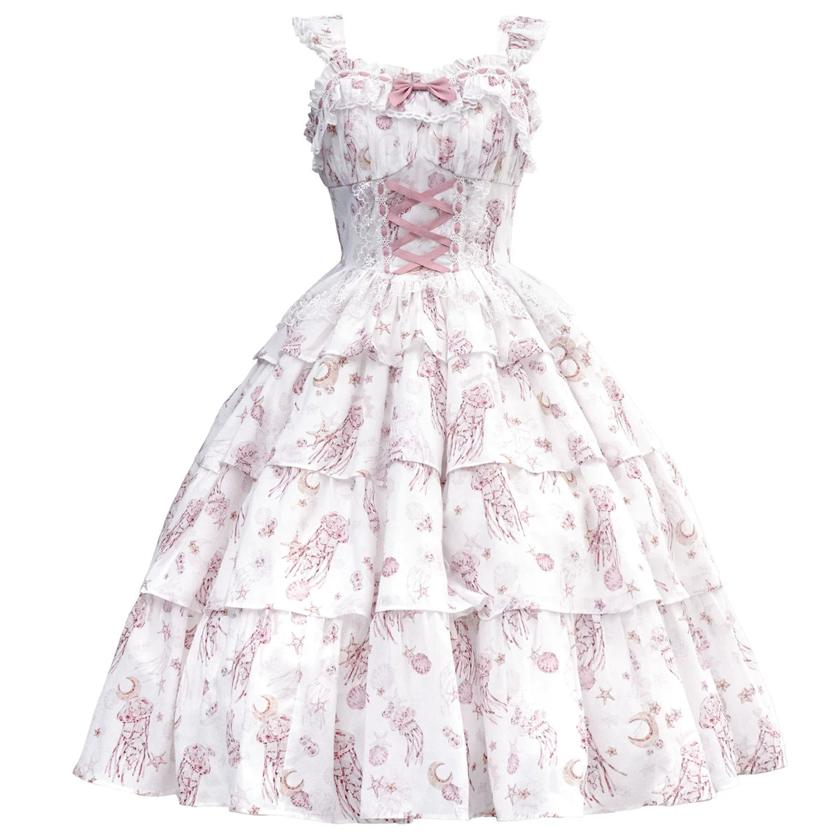 Chaton Jardin - Starry Jellyfish - Classic Lolita JSK or OP dress with star, moon and jellyfish print