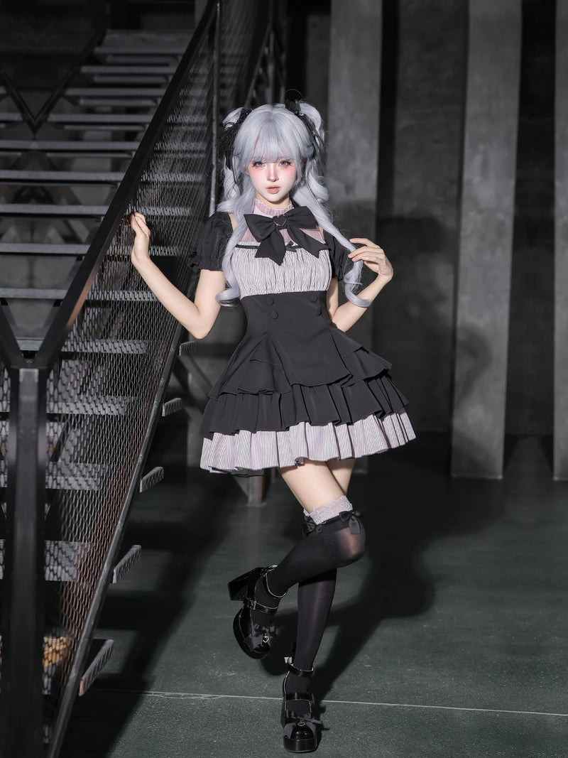 With PUJI - Small Firefly - Sweet Lolita OP Dress, Ruffle Trim & Square Neckline detail view 3