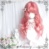 Sinwavy - Love Letter - Peach Pink Long Curly Lolita Wig - Peach pink - long curly hair