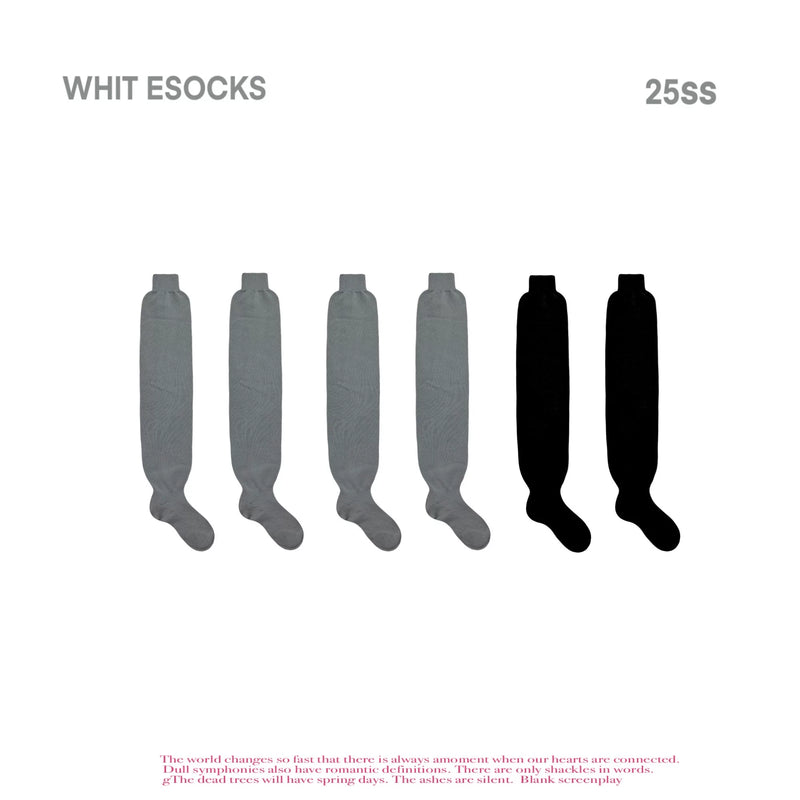 White Socks - Soft Rib - Knit Slouch Socks with Bubble Cuffs