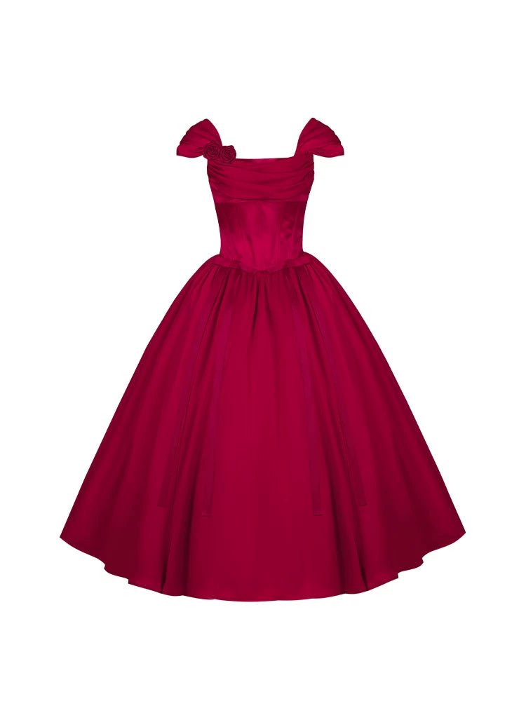With PUJI - For Beloved - Classic Lolita Satin JSK Dress Set, Fishbone Waist detail view 5