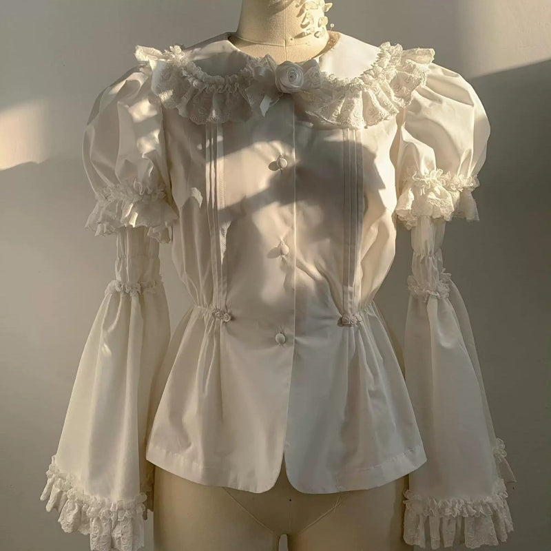 Nololita - Nightingale - Doll-Collar Blouse with Sleeve, Bow Tie and Lace Sock Options - option image