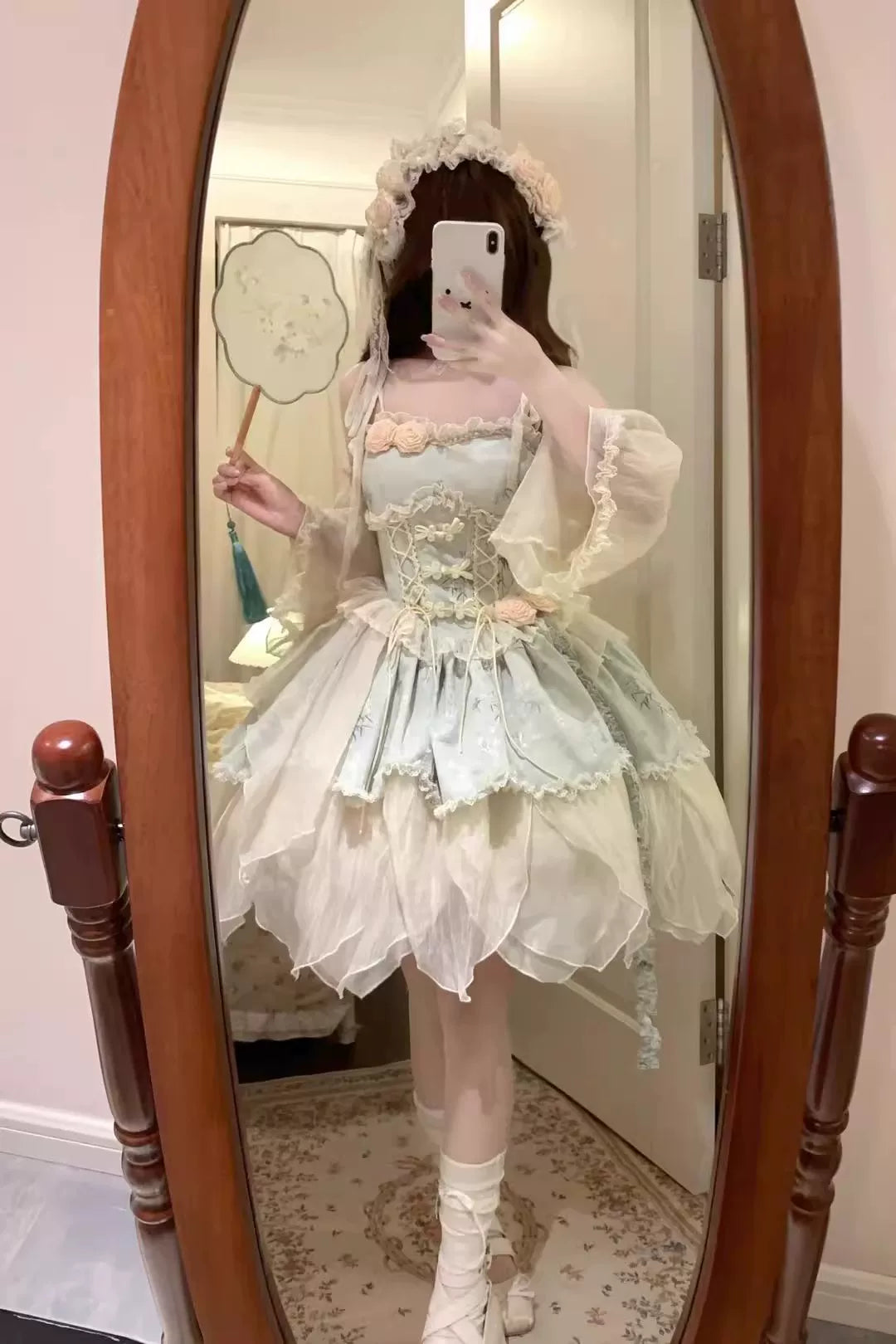 Creamy - Bamboo Print Sweet Lolita Dress - Green Lolita dress