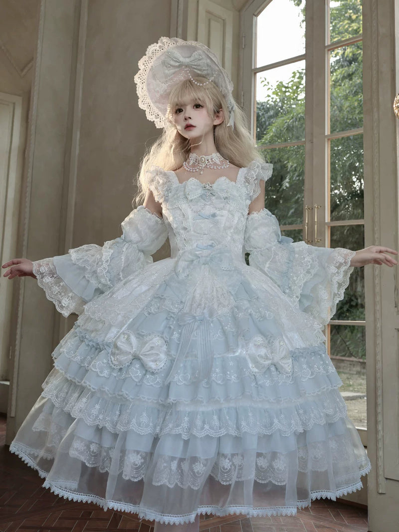 Pink Pear Island Tea Overture of Spring Sweet Lolita JSK, front view