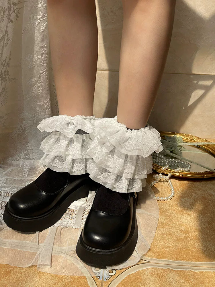 Sock Noble - Layered Lace Ruffle - Socks with double-layer lace ruffle trim