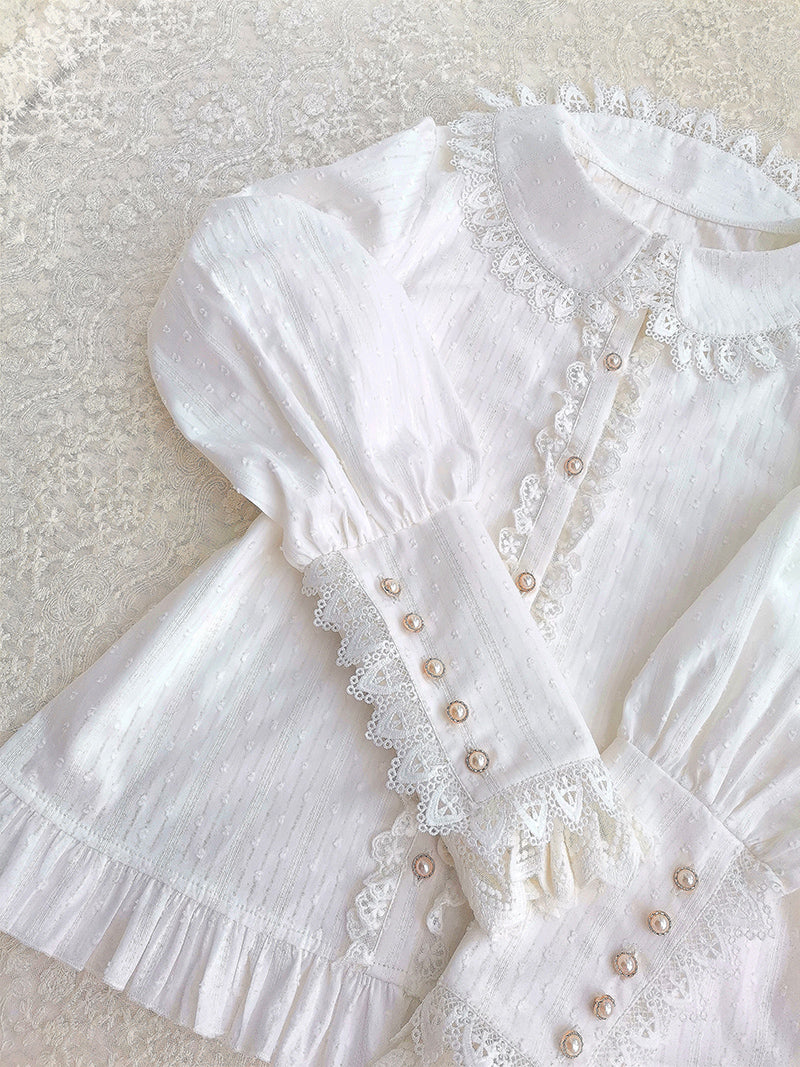 Yilia - Sweet Lolita Peter Pan Collar - Cotton Blouse Innerwear