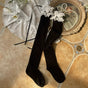 Black socks, black bow, long style / One size (35-39)